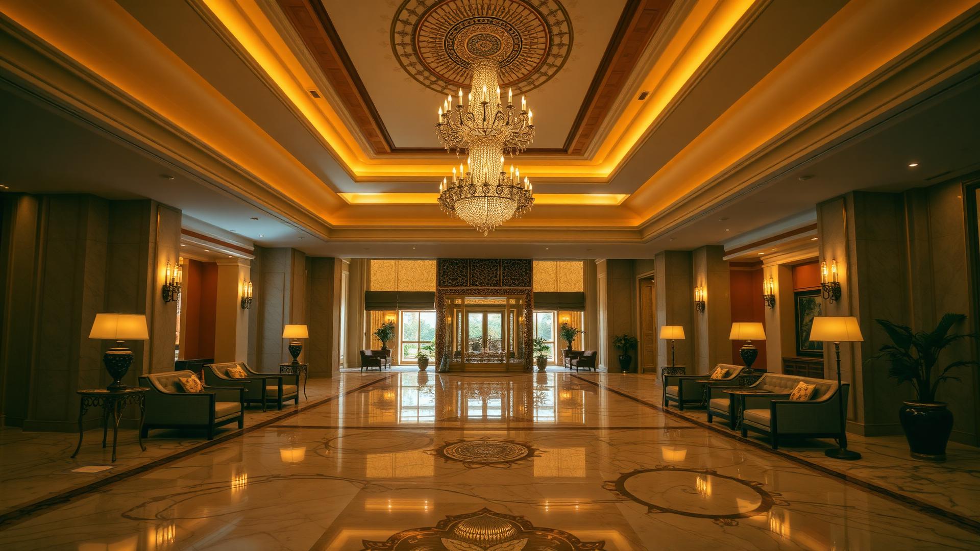 Luxurious Haritha hotel lobby